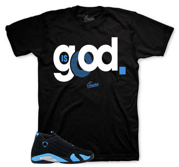 Retro 14 University Blue Shirt - God Is Good - Black