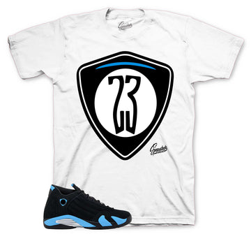 Retro 14 University Blue Shirt - Shield - White