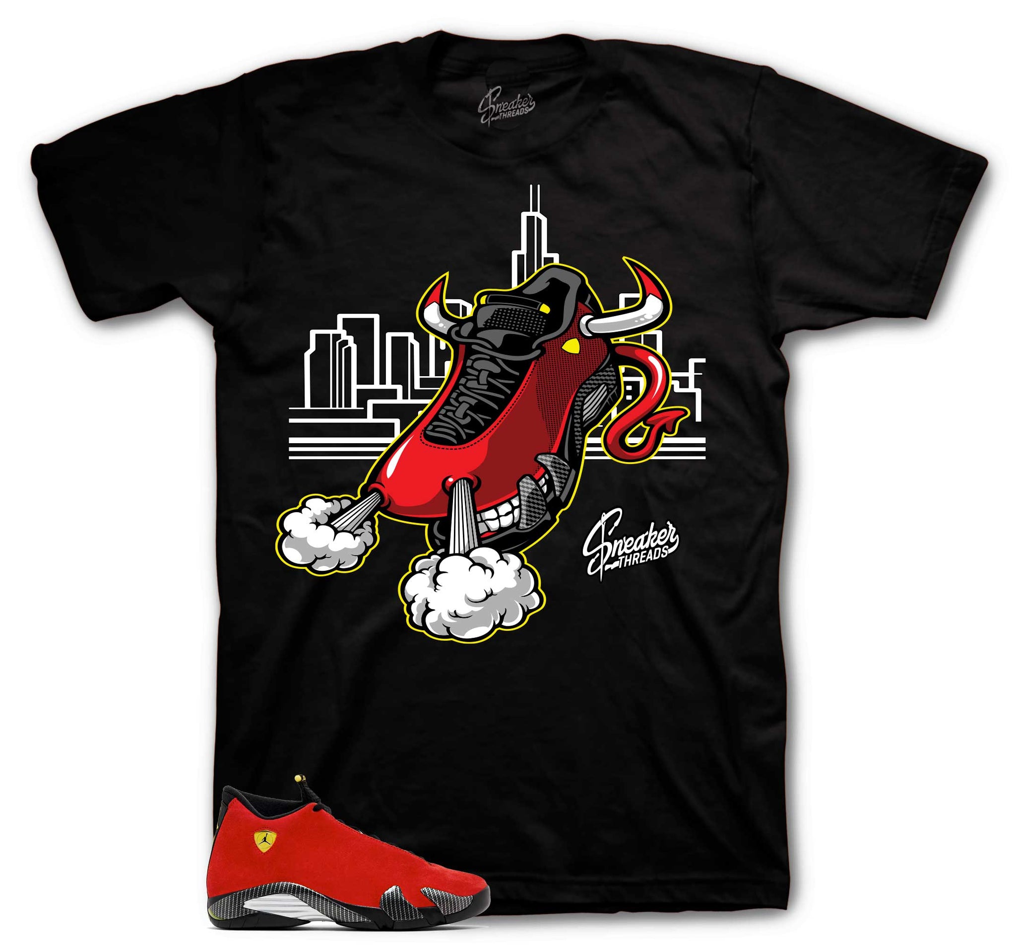 Retro 14 Challenge Red Shirt - Fly Kicks - Black