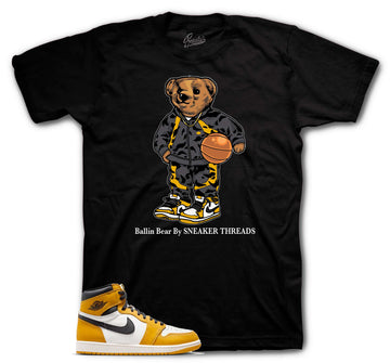 Retro 1 Yellow Ochre Shirt - Ballin Bear - Black