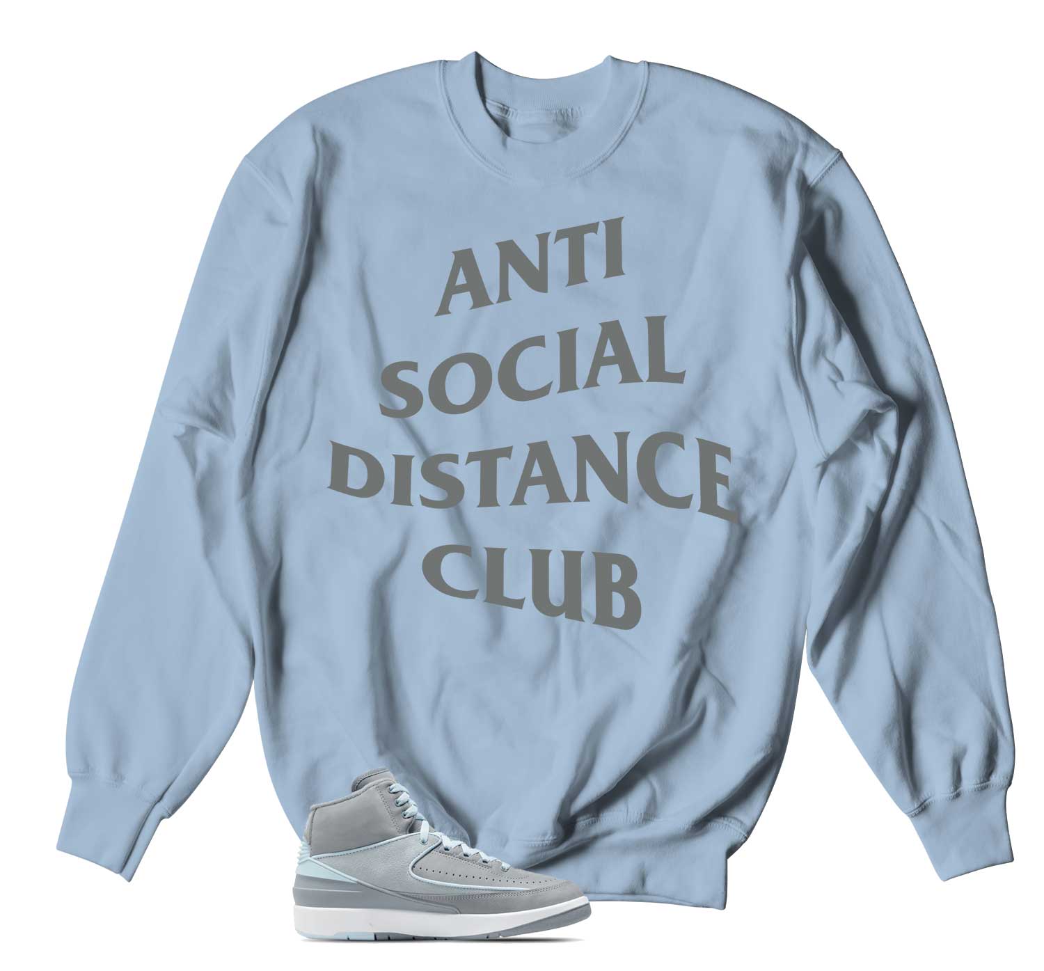 Retro 2 Cool Grey Sweater - Social Distance - Light BLue
