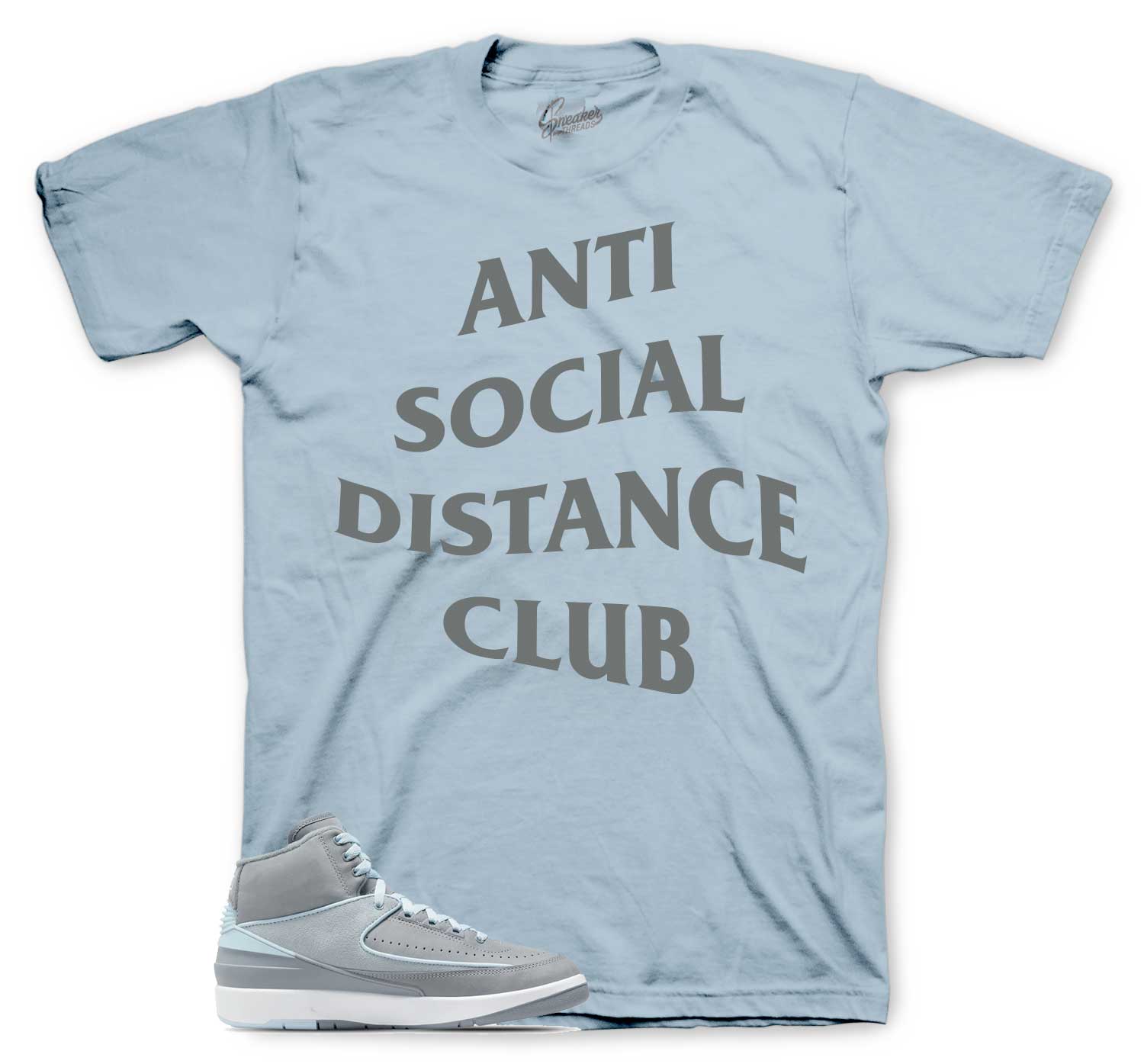 Retro 2 Cool Grey Shirt - Scoial Distance - Light BLue