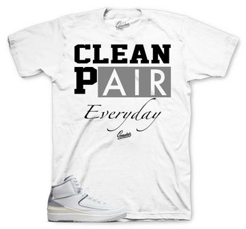 Retro 2 Cement Grey Shirt - Clean Pair - White