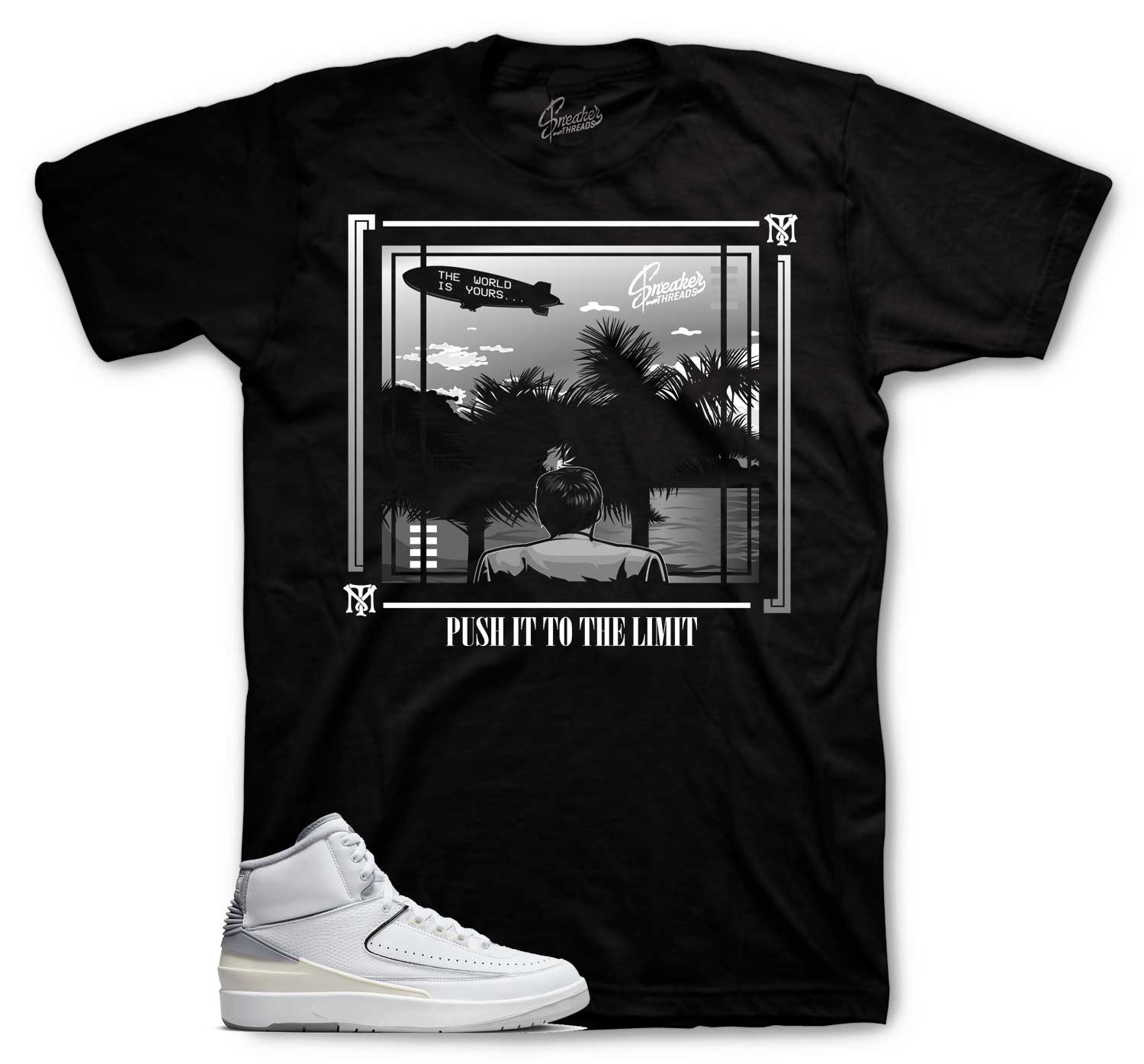 Retro 2 Cement Grey Shirt - World Is Yours - Black