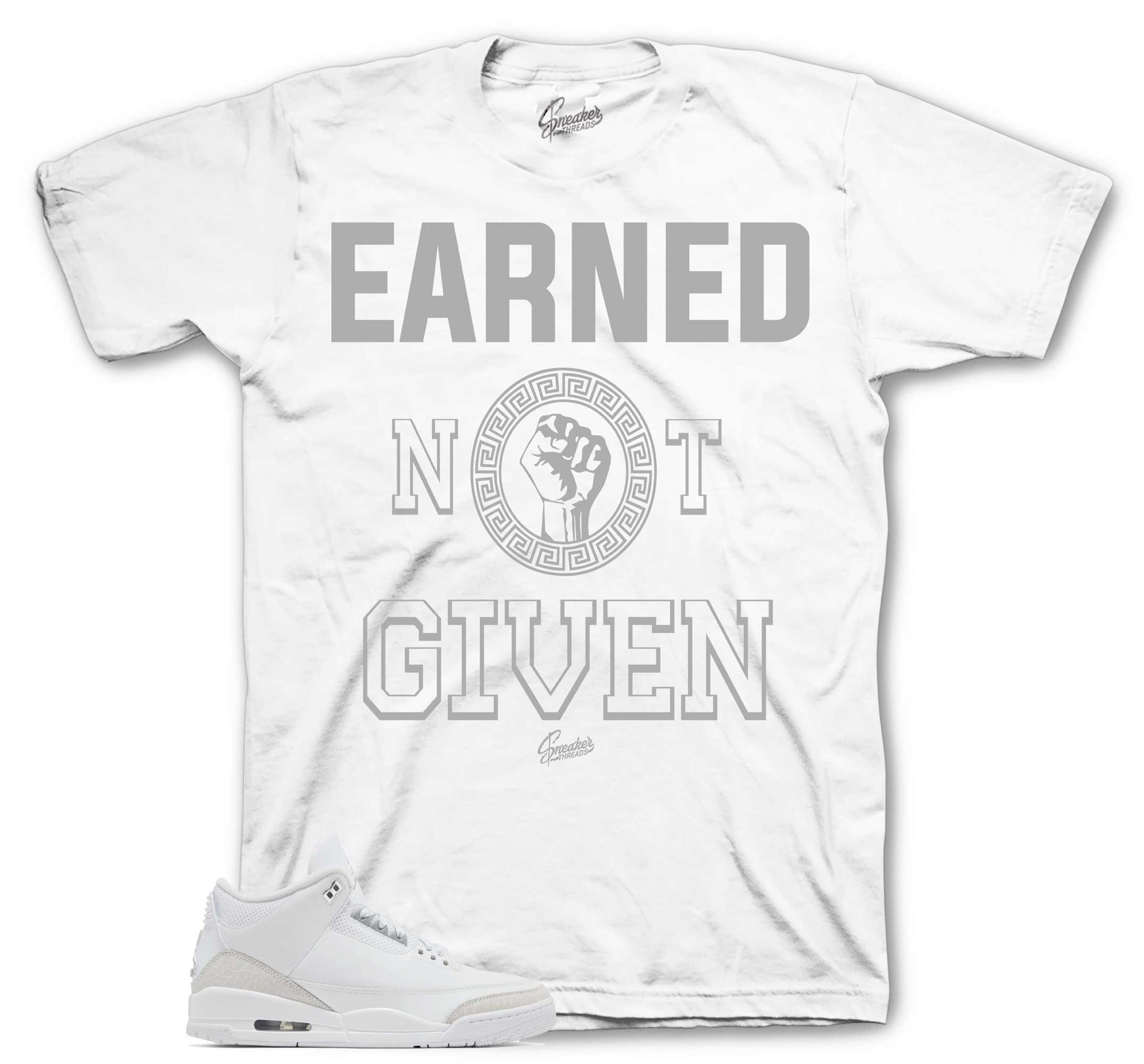 Retro 3 Pure Money Shirt - Earned - White