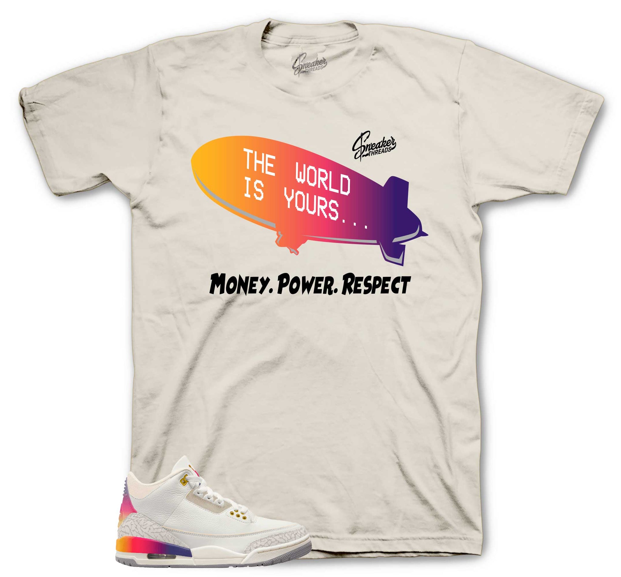 Retro 3 Sunset Shirt - Money Power Respect - Natural