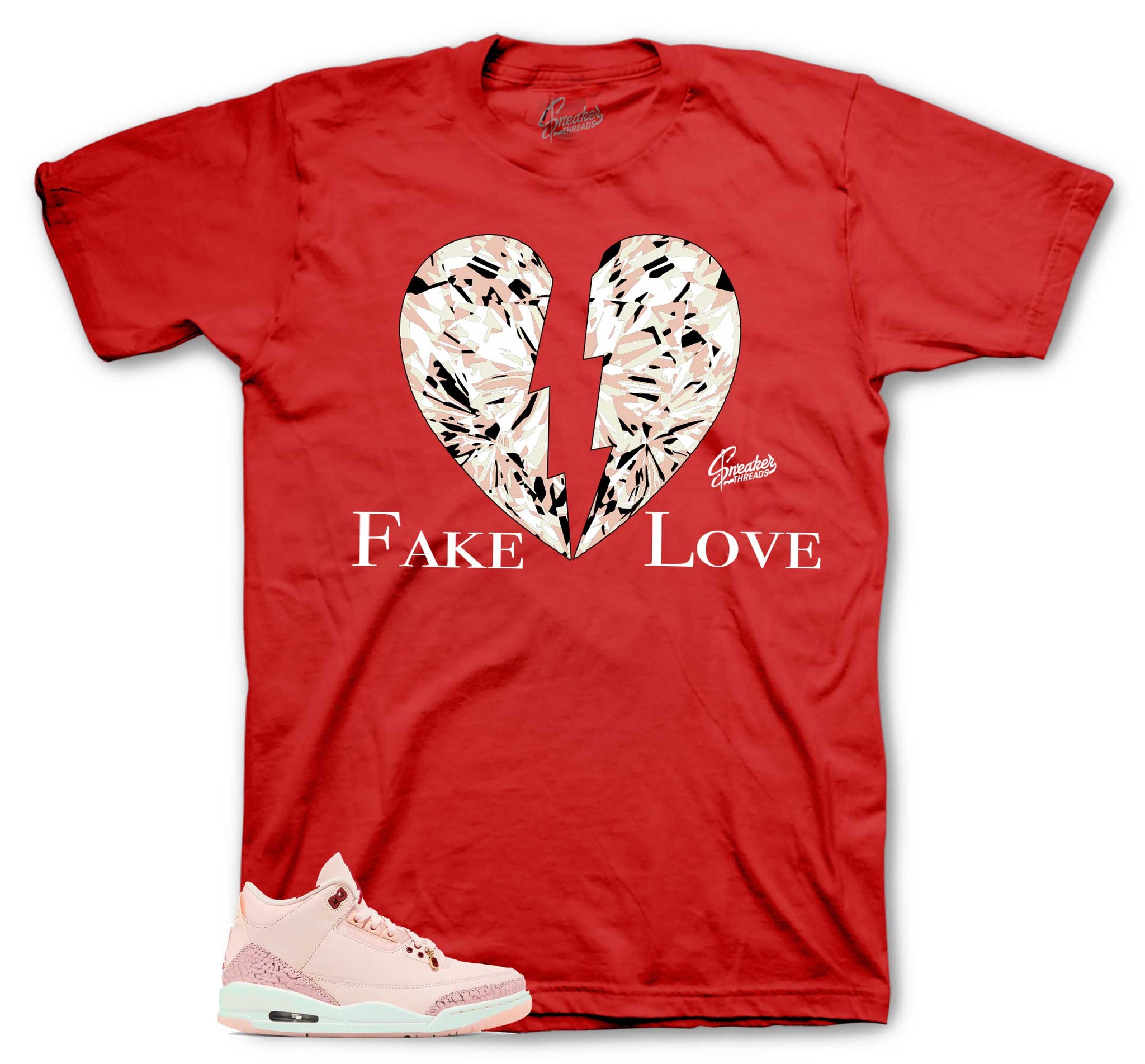 Retro 3 Valentines Day Shirt - Fake Love - Gym Red