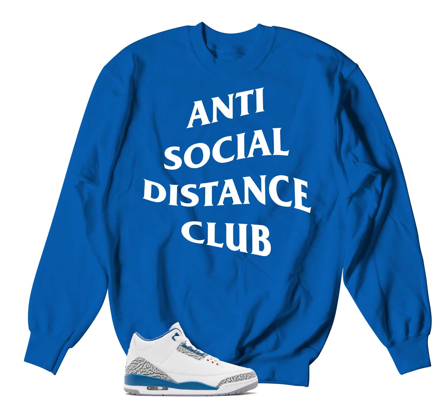 Retro 3 Wizards Sweater - Social Distance - True Blue