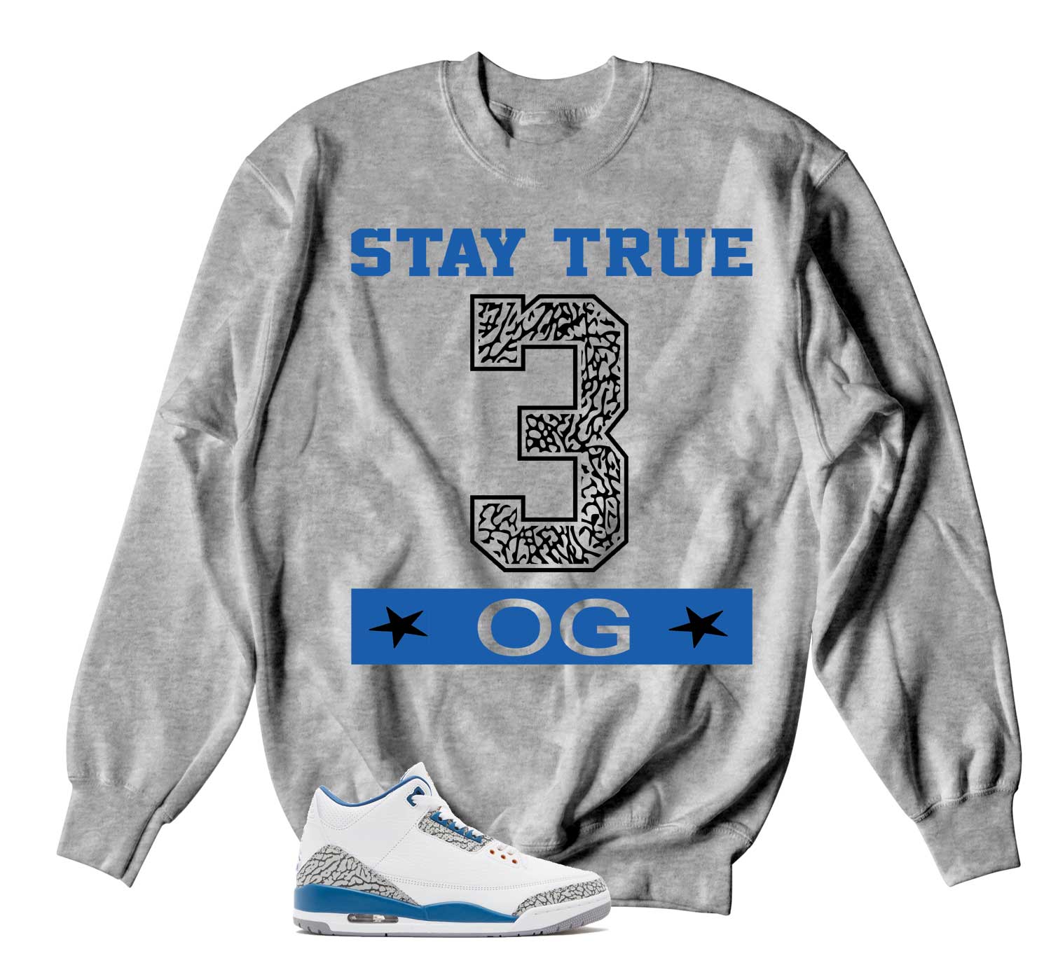 Retro 3 Wizards Sweater - Stay True - Heather Grey