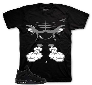 Retro 4 Black Cat Shirt - Raging Face - Black