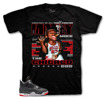 Retro 4 Bred Shirt - Money Mike - Black