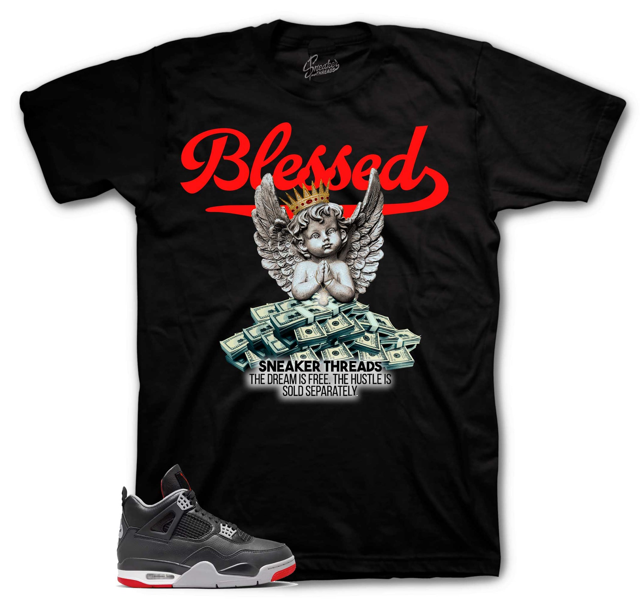 Retro 4 Bred Shirt - Blessed Angel - Black