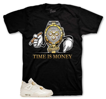 Retro 4 Metallic Gold Shirt - Time Is Money - Natural