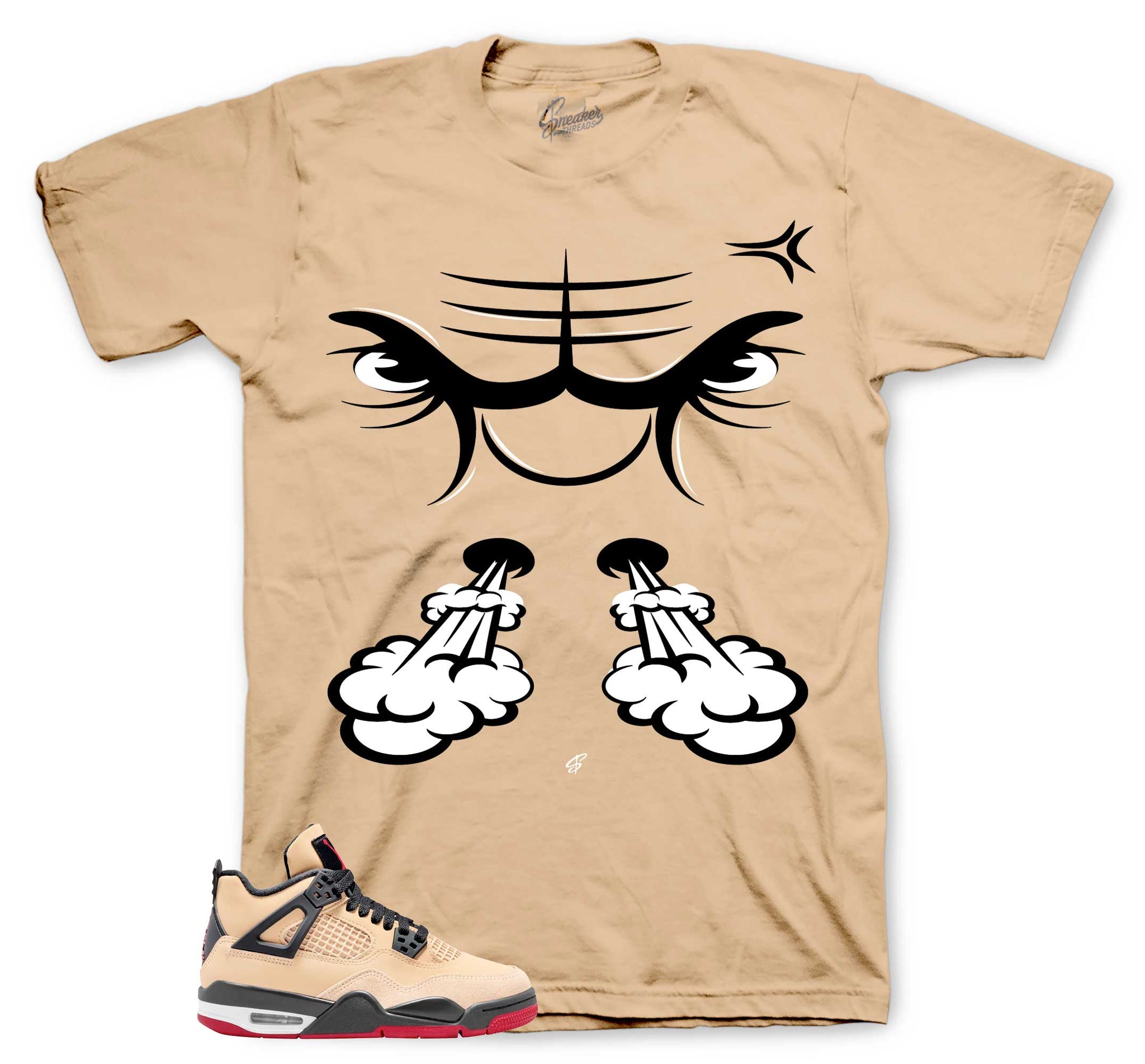 Retro 4 Pizza Shirt - Raging Face - Tan