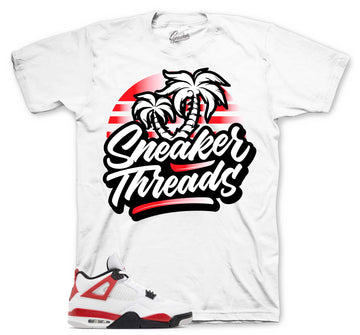 Retro 4 Red Cement Shirt - St Palms - White