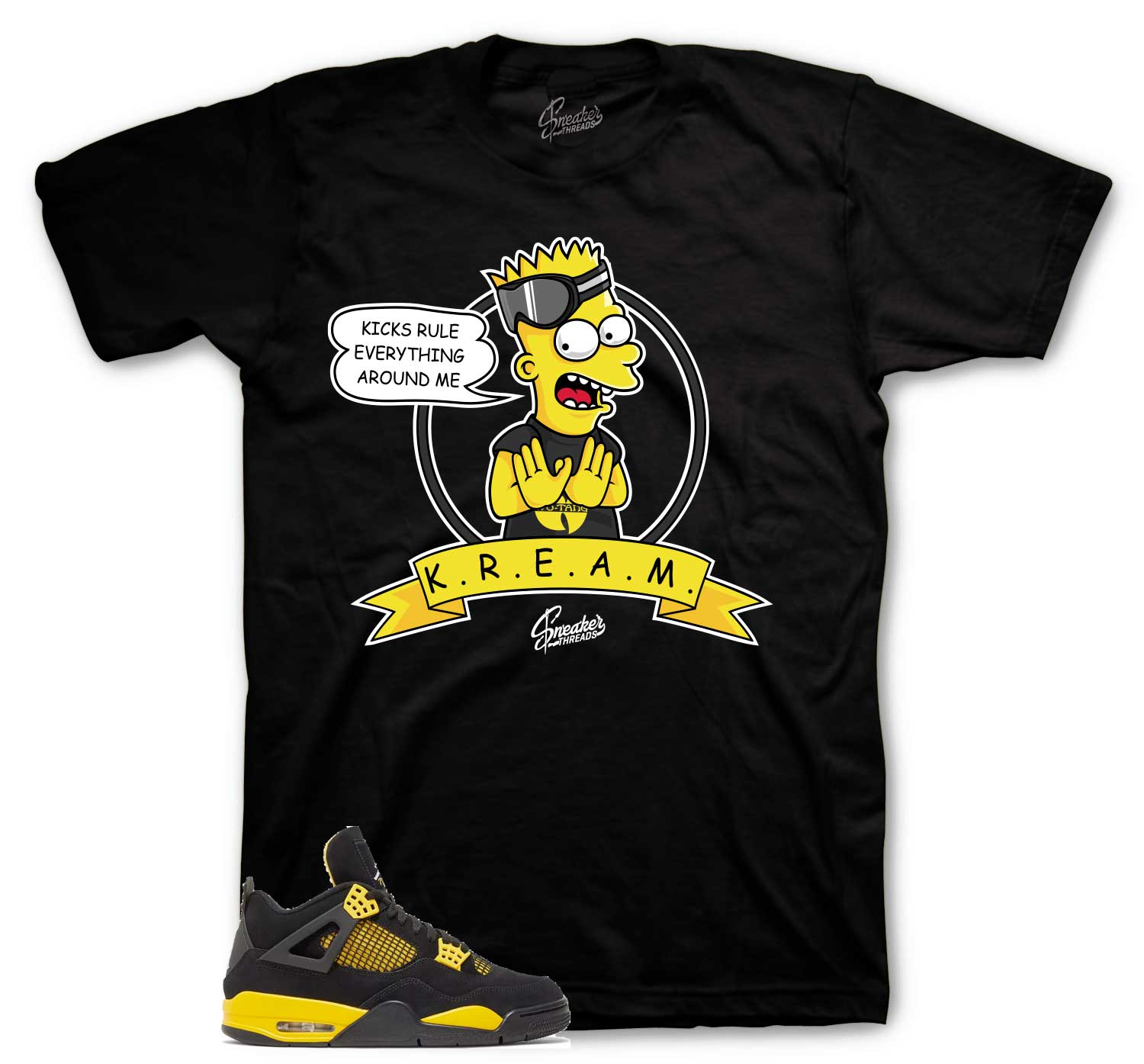 Retro 4 Yellow Thunder Shirt - Kicks Rule - Black