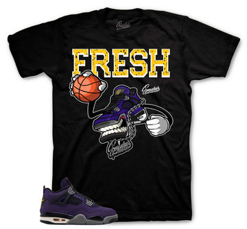Retro 4 Imperial Purple Shirt - Fly Kicks - Black