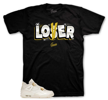 Retro 4 Metallic Gold Shirt - Loser Lover - Natural