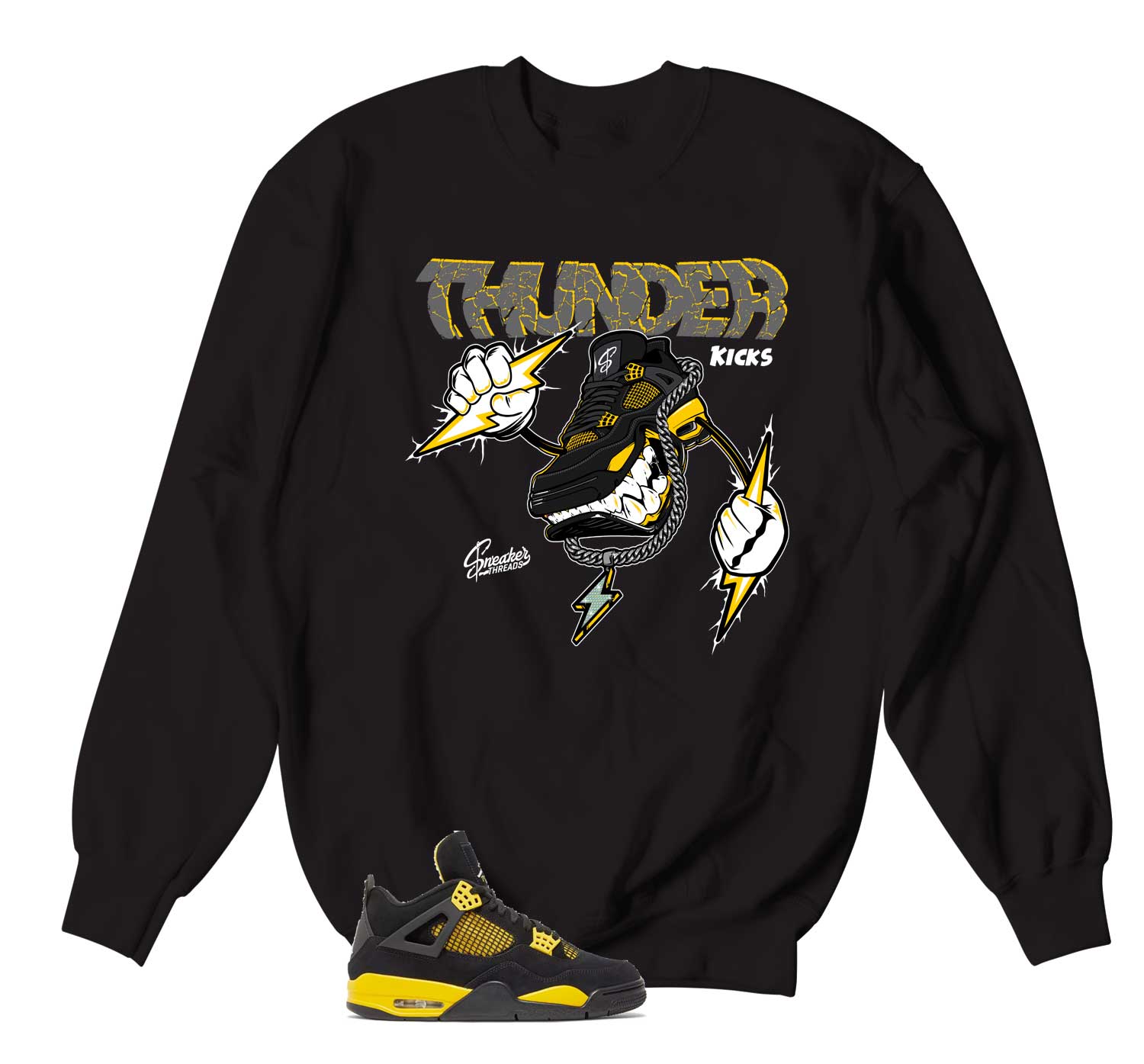 Retro 4 Yellow Thunder Sweater - Fly Kicks - Black