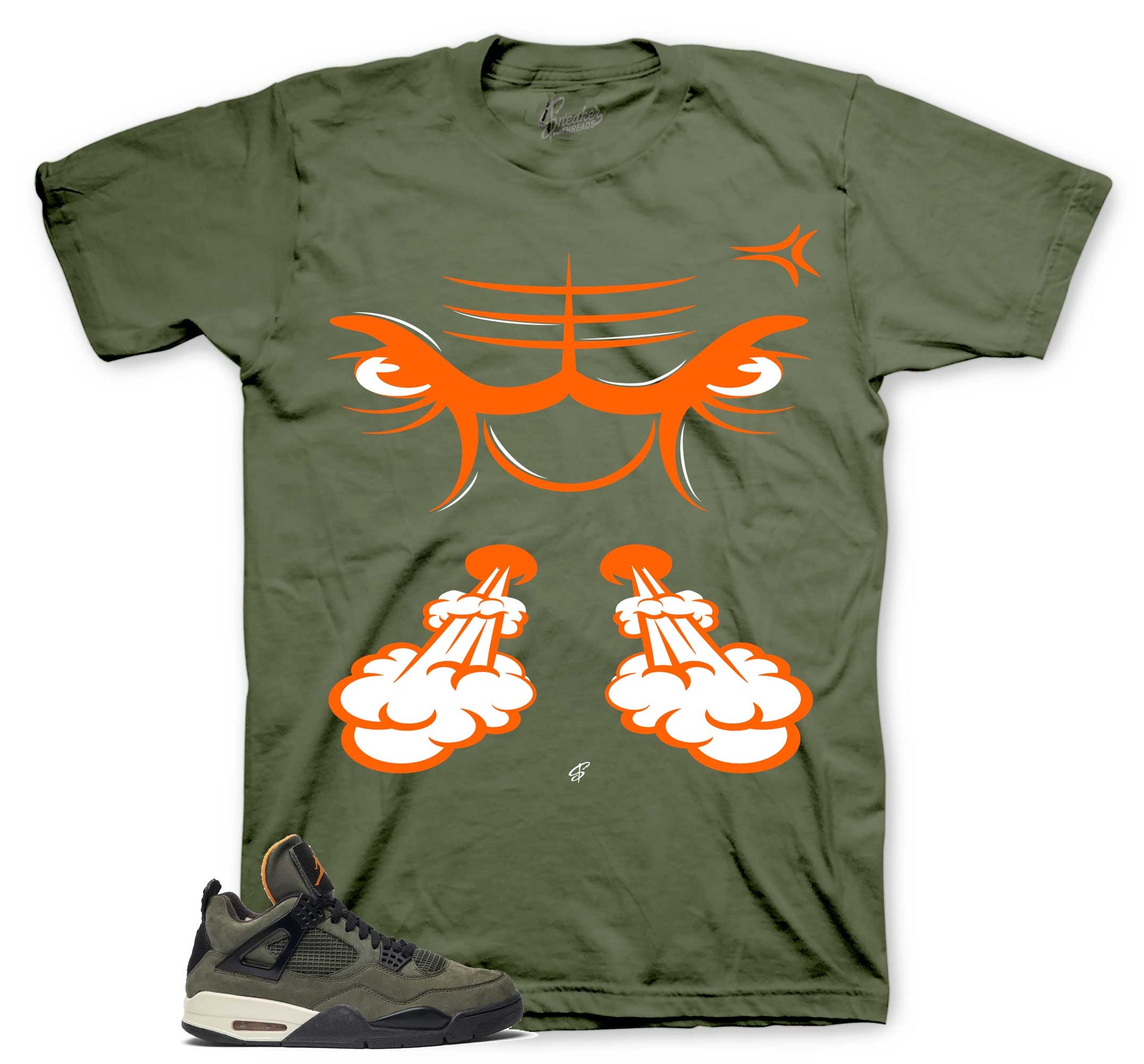 Retro 4 Deep Green - Raging Face - Military Green