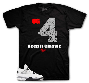 Retro 4 White Cement Shirt - Keep It Classic - Black