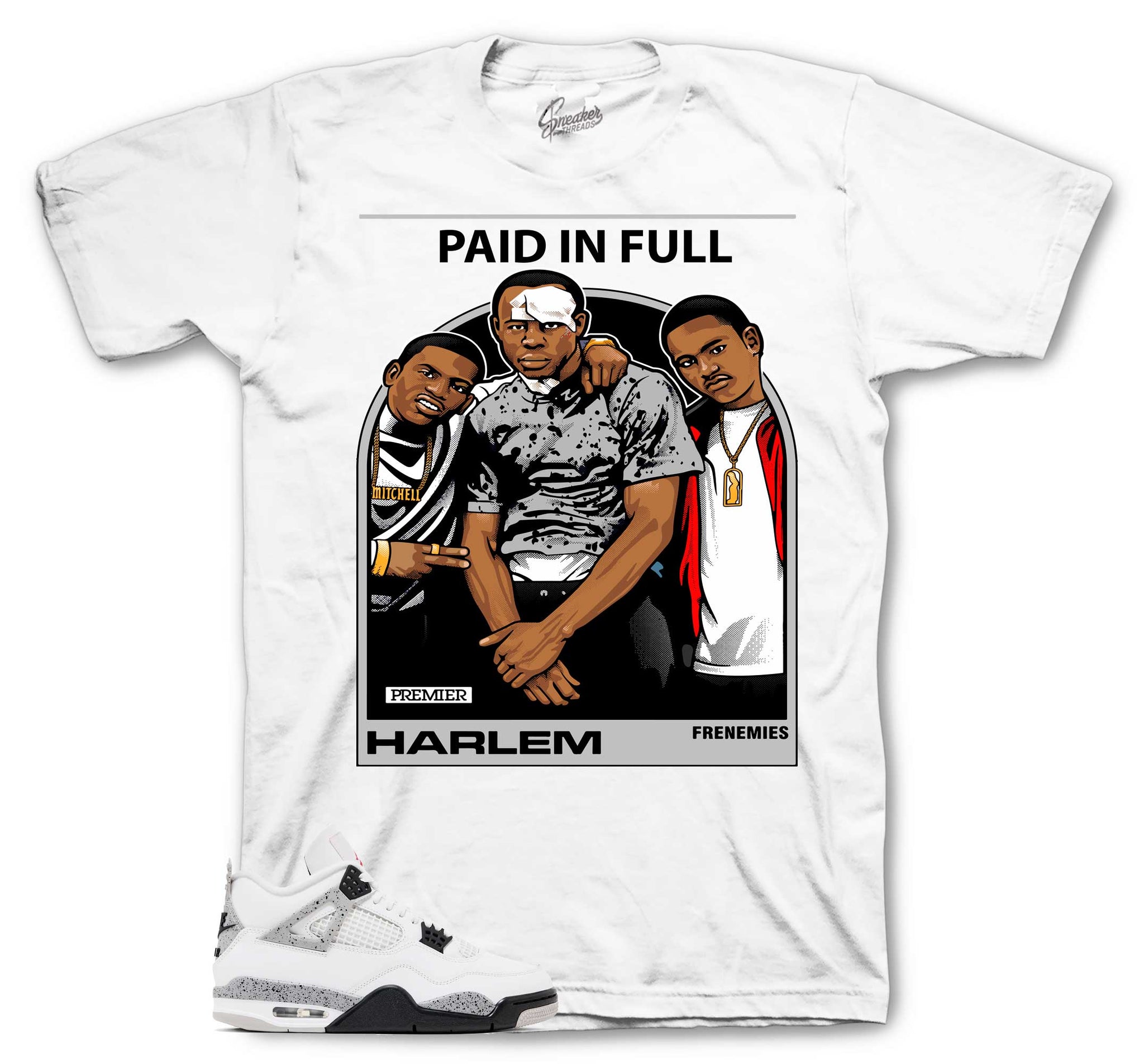 Retro 4 White Cement Shirt - Frenemies - White