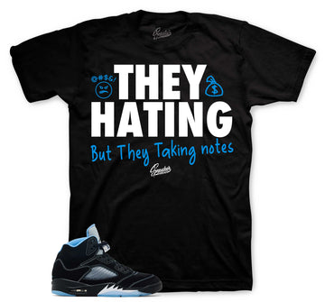 Retro 5 Black University Blue Shirt - They Hating - Black