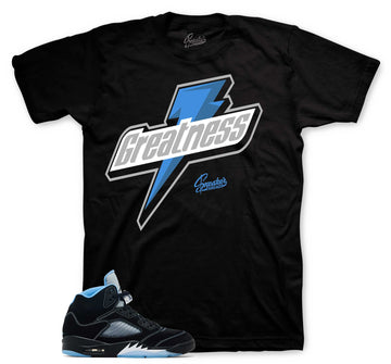 Retro 5 Black University Blue Shirt - Greatness - Black