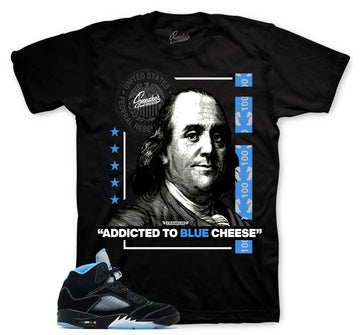 Retro 5 Black University Blue Shirt - Blue Cheese - Black