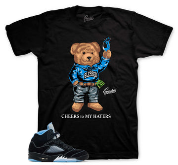 Retro 5 Black University Blue Shirt - Cheers Bear - Black