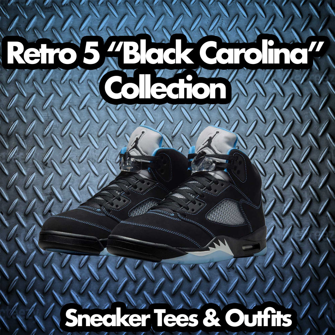 Retro 5 Black University Blue Shirt - Daily Routine - University Blue