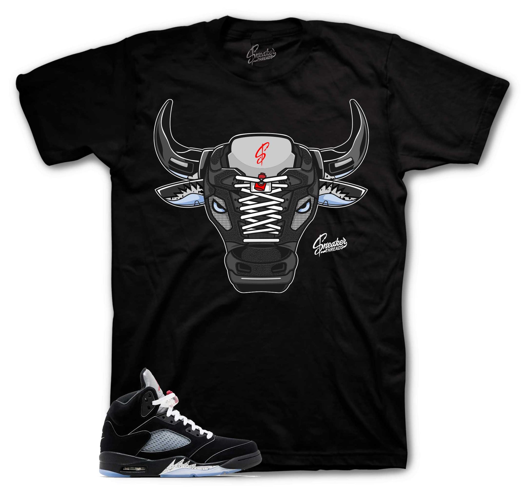 Retro 5 Black Metallic Shirt - War Bully - Black