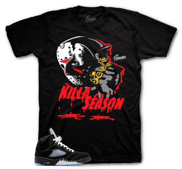 Retro 5 Black Metallic Shirt - Killa Season - Black