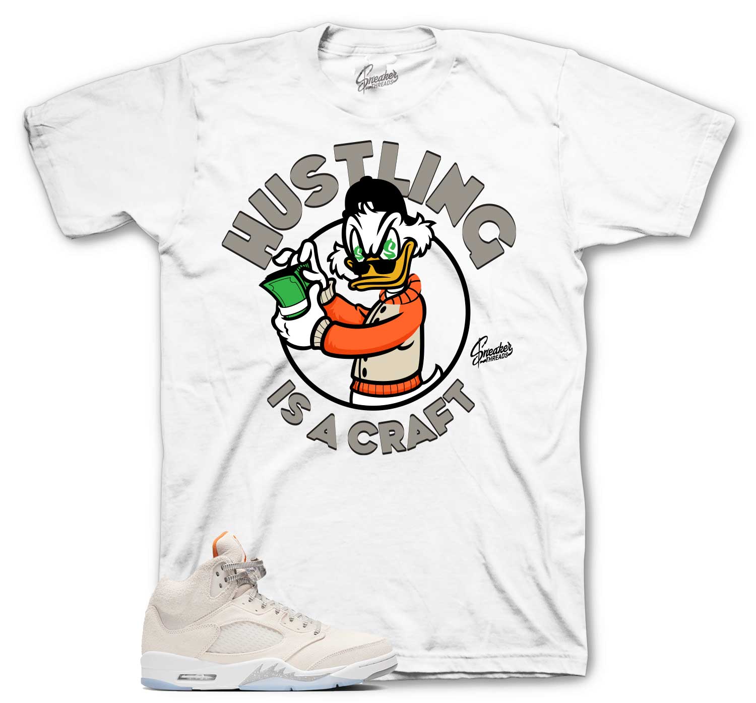 Retro 5 Craft Shirt - Hustling Is A Craft - White