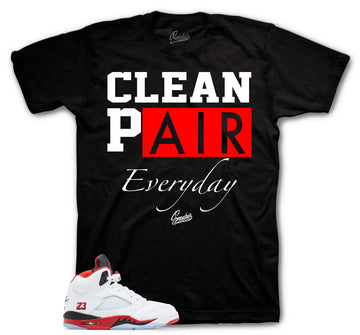 Retro 5 Fire Red Shirt - Clean Pair