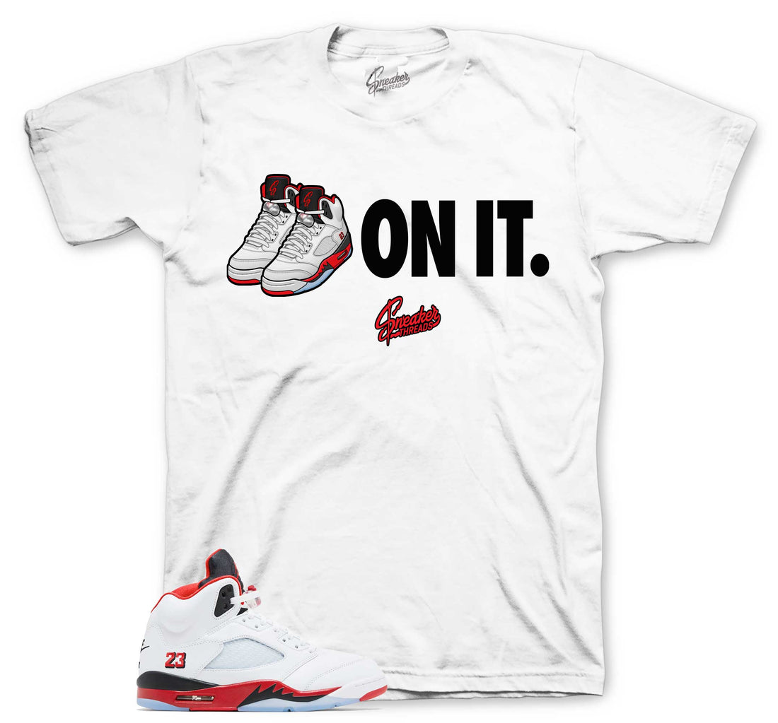 Retro 5 Fire Red Shirt - Five on it