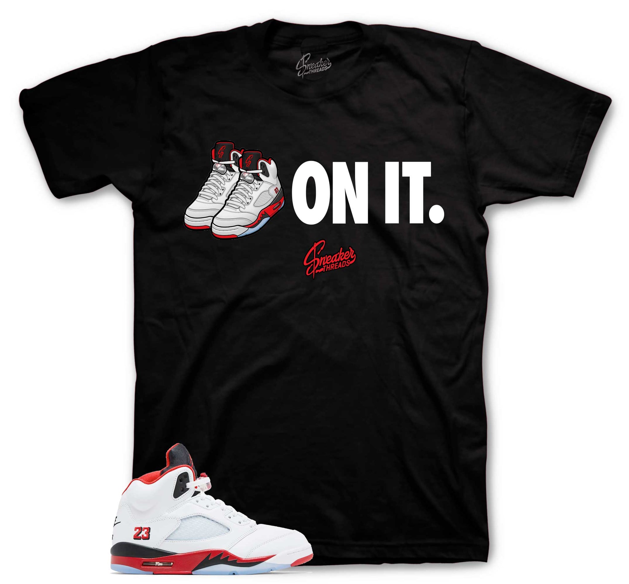 Retro 5 Fire Red Shirt - Five on it