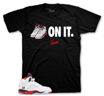 Retro 5 Fire Red Shirt - Five on it