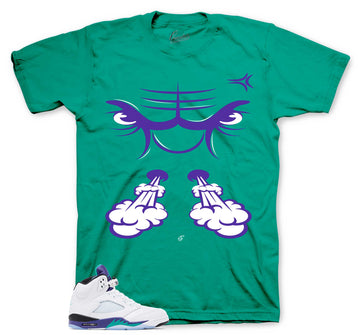Retro 5 Grapes Shirt - Raging Face - Teal