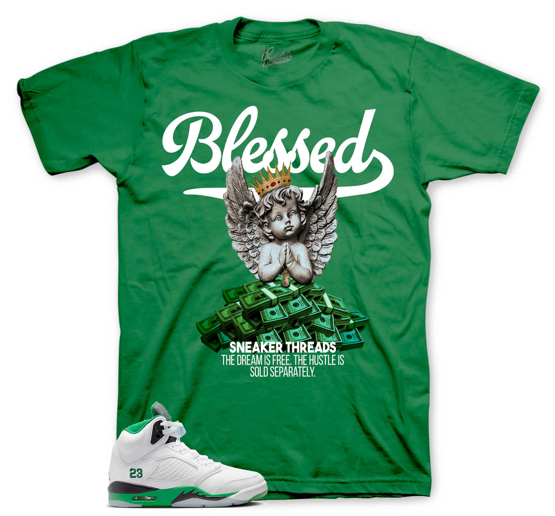 Retro 5 Lucky Green Shirt - Blessed Angel