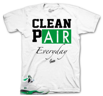 Retro 5 Lucky Green Shirt - Clean Pair - White