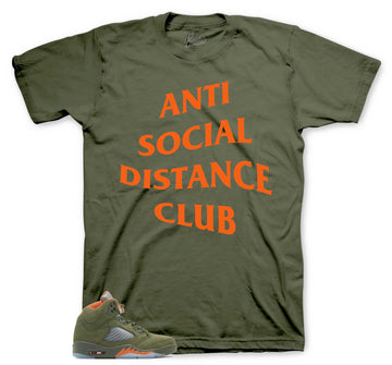 Retro 5 Olive Shirt - Social Distance - Military Green