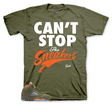 Retro 5 Olive Shirt - Can't Stop - Military Green