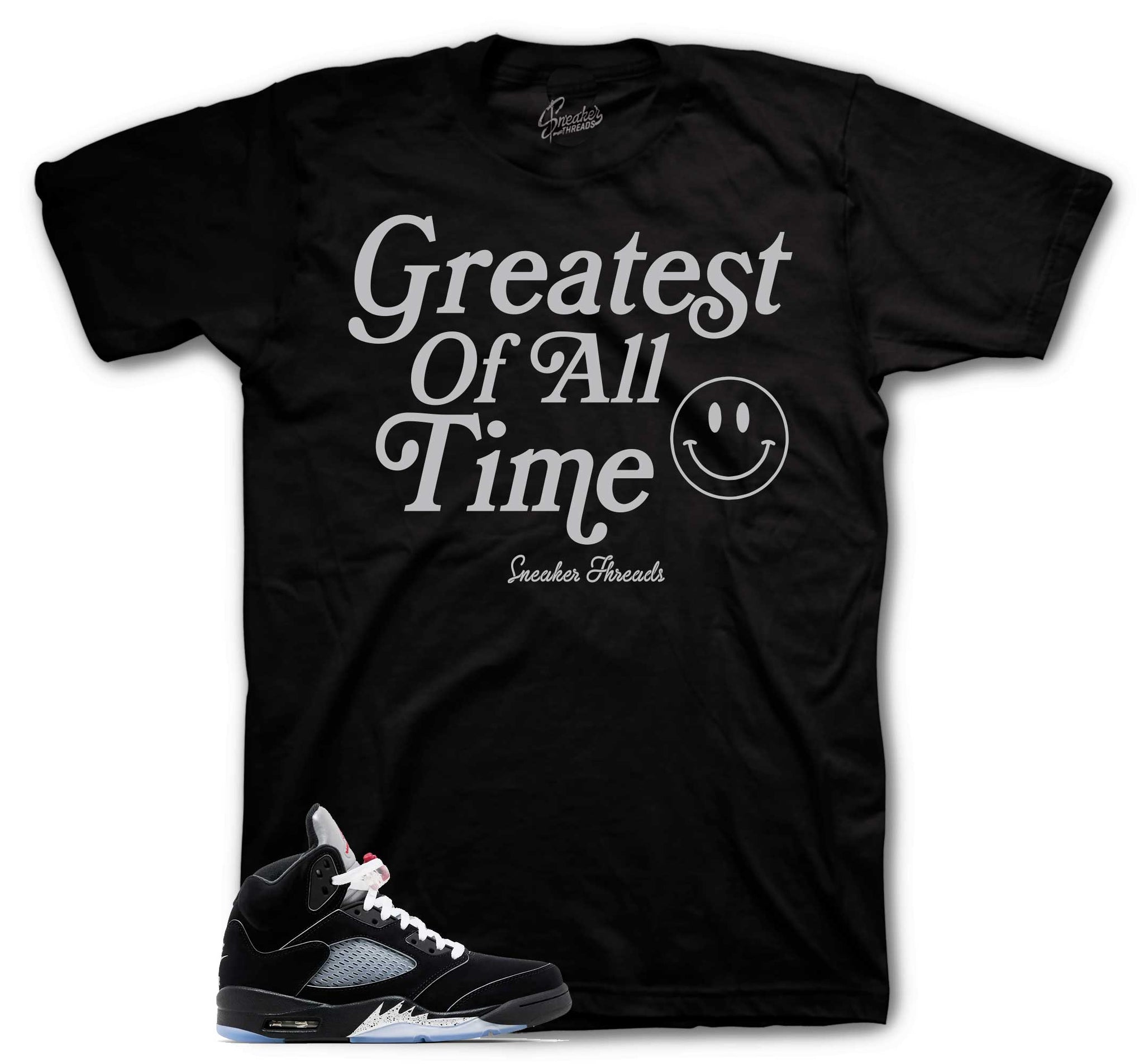 Retro 5 Black Metallic Shirt - Goat - Black