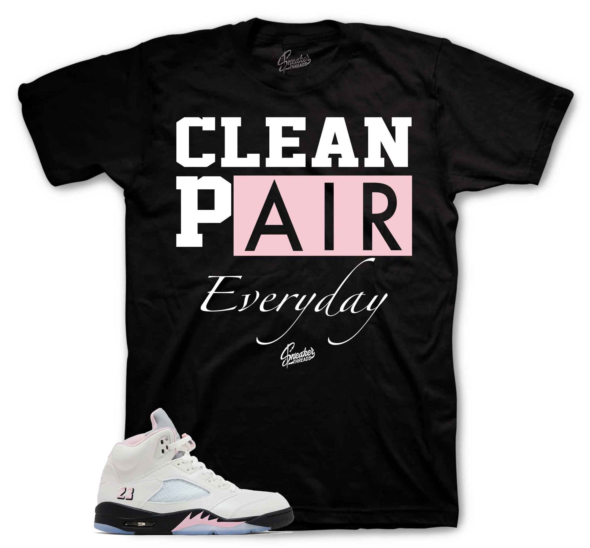 Retro 5 Soft Pink Shirt - Clean Pair - Black
