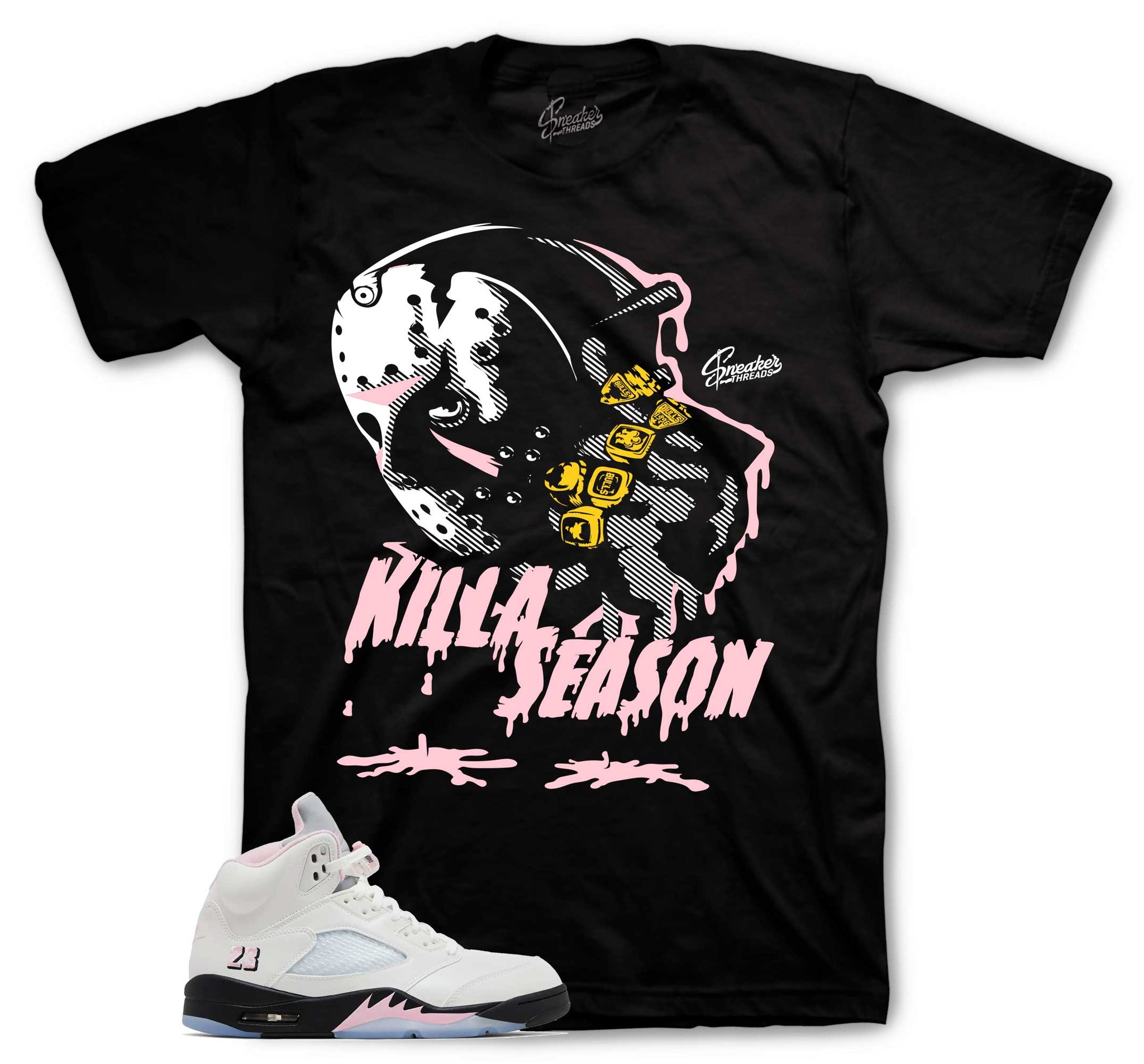 Retro 5 Soft Pink Shirt - Killa Season - Black