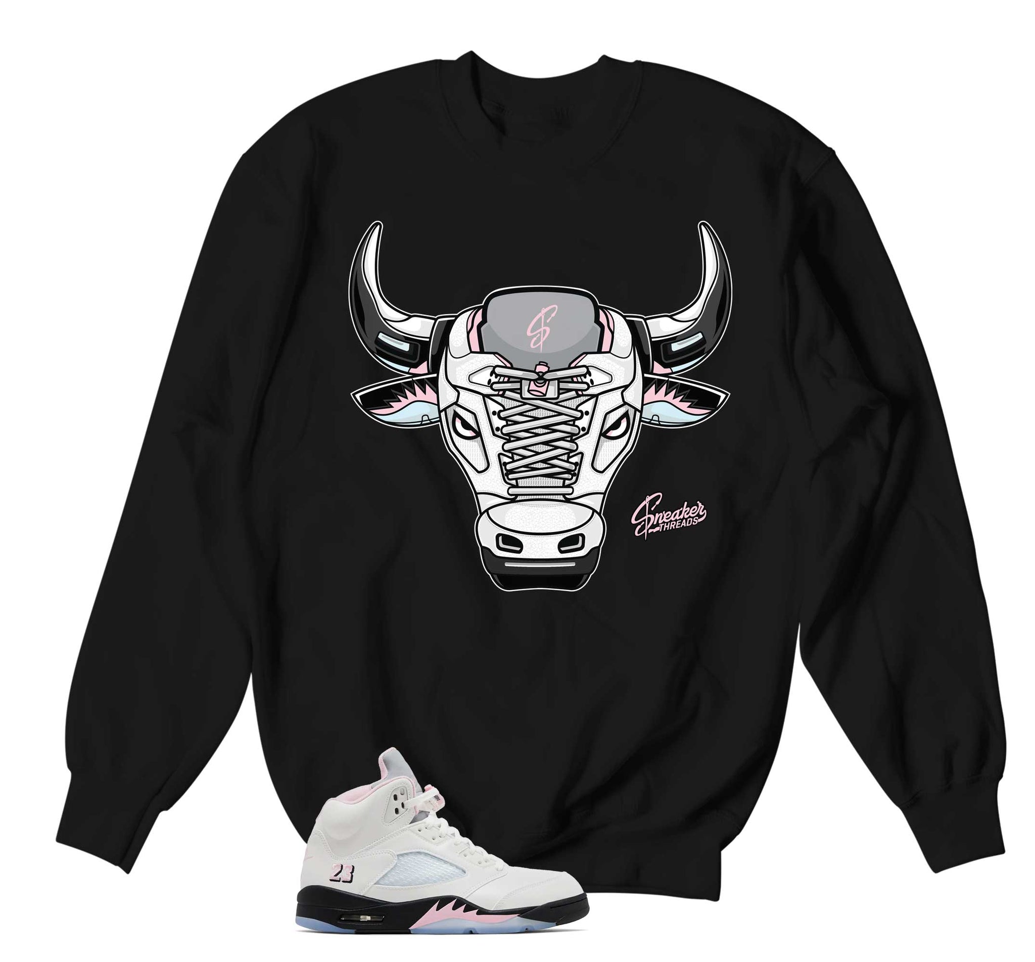 Retro 5 Soft Pink Sweater - War Bully - Black