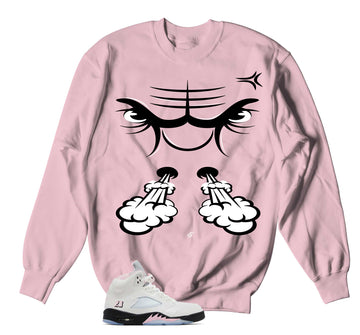 Retro 5 Soft Pink Sweater - Raging Face - Soft pink
