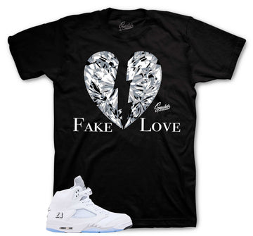 Retro 5 White Metallic Shirt - Fake Love - Black
