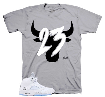Retro 5 White Metallic Shirt - Toro - Grey